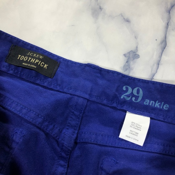J. Crew Bright Blue Skinny Toothpick Ankle Jeans - Picture 8 of 8